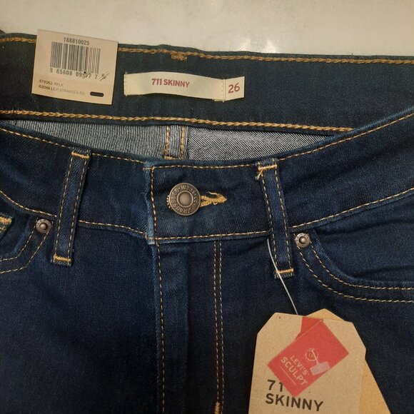 NWT❗️Levi Strauss & Co. 711 Skinny Jeans Mid Rise W26 L30 - Picture 3 of 4